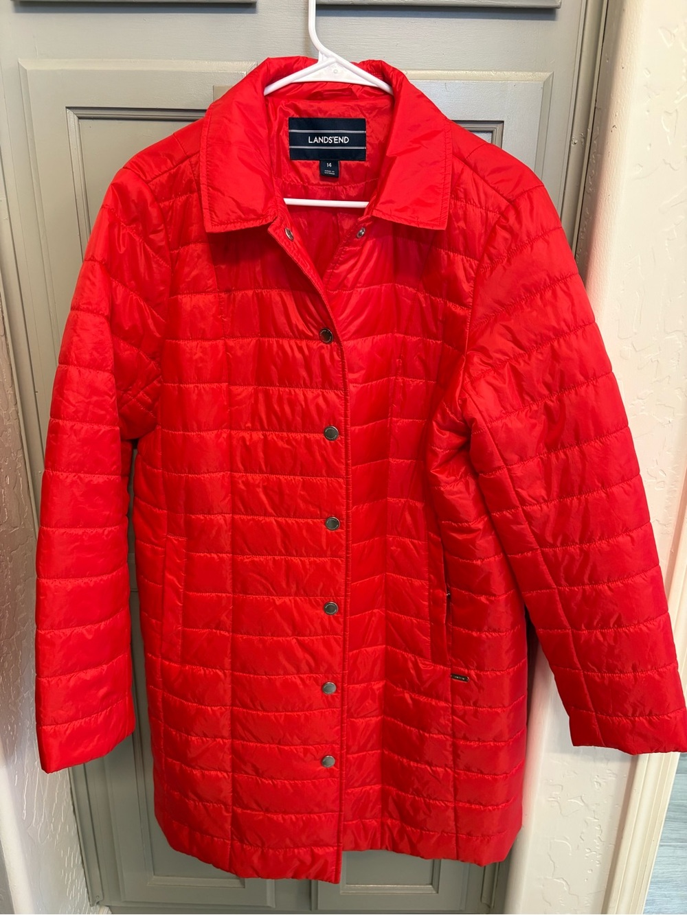 Women’s Lands' End Red Quilted Puffer Coat